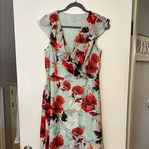 Floral V-Neck Dress in Red and White